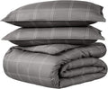 Bare Home Duvet Cover - Oversized Queen Size Bedding Set - Premium 1800 Super Soft Collection - Lightweight, Cooling - Soft Breathable Duvet Cover (Oversized Queen, Modern Plaid - Grey/White)