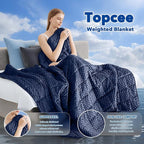 Topcee Weighted Blanket for Adults (12lbs 48"x72"), Minky Dots Heavy Blanket for 110-130lbs Sleeping, Soft, Cozy and Cooling Weighted Throw Blankets, Machine Washable, Blue