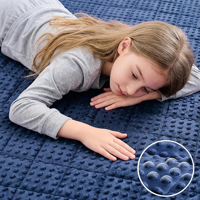 yescool Blue Weighted Blanket for Adults 15 lb, 48 * 72in Twin Full Size Heavy Throw Blanket for Better Sleep