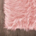 Latepis Pink Bedroom Rug 4x6 Area Faux Sheepskin Rug Fluffy Fur Rugs for Living Room Furry Bedside Rugs for Girls Room Luxury Home Decor