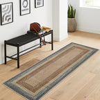 RUGSREAL Washable Runner Rug 2x8 Non Slip Braided Hallway Runner Rug Stain Resistant Kitchen Runner Mat Farmhouse Printed Rustic Accent Area Rug for Living Room Bathroom Entryway, Sand/Bronze