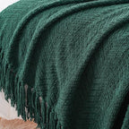 BATTILO HOME Forest Green Throw Blanket Couch,Knit Christmas Throw Blanket Versatile Chair,Super Soft Warm Christmas Decor Throw Tassels Bed,Sofa and Living Room,50'' x 60''
