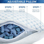 Cooling Bed Pillows for Sleeping Set of 2, Shredded Memory Foam Pillows for Bed Queen Size 2 Pack, Adjustable Cool Pillow for Side, Back and Stomach Sleepers Neck Supportive