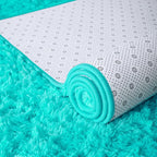 ISEAU 3x5 Area Rug for Living Room, Teal Blue Rugs for Bedroom, Kitchen, Soft Shaggy Carpets, Fluffy and Machine Washable Mats, Under Bed, On Nursery Floors Mat, Boys, Girls Room Carpet Decor