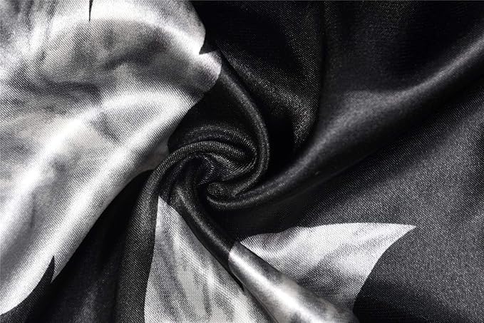 Valennia Women Long Silky Bathrobe Satin Kimono Robe Floral Printed Dressing Gown Sleepwear