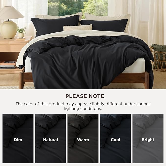 Bedsure Duvet Cover California King Size - Soft Double Brushed Bedding Set for Kids & Adults, Zipper Closure, 3 Pieces, Includes 1 Duvet Cover (104"x98") & 2 Pillow Shams, NO Comforter, Black