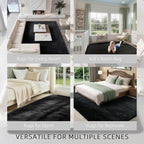 9x12 Extra Large Ultra-Soft Black Shag Area Rug for Living Room, Bedroom and Dining Room – Fluffy, Durable, Non-Slip Carpet for Nursery, Playroom and Home Office, Modern Plush Home Décor