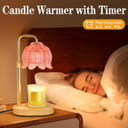 Candle Warmer Lamp with Timer Dimmer, Adjustable Height Candle Wax Warmer, Christmas Birthday Gift for Mom Women, House Warming Gifts for New Home Bedroom Decor, (Lotus Flower-Amber)