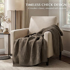 EVERGRACEHOME Modern Checkered Chenille Throw Blanket, Soft Cozy Plaid Knitted Blanket for Sofa & Couch, Decorative Knit Throw for Bed and Living Room, Mocha Brown, 60" x 80"
