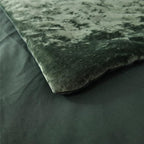 Fredsure Distressed Velvet Comforter Set, 5 Pieces Blackish Green Queen, Distressed Velvet Face and Brushed Microfiber Reverse