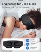 Bluetooth Sleep Mask Headphones: 100% Blackout Eye Mask with Detachable Washable 3D Contoured Liner - Zero Eye Pressure, No Lash Crush, Adjustable Speakers, Bluetooth 5.4, Gift for Relief & Travel