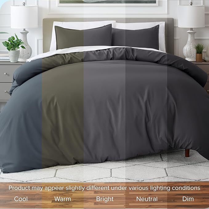 Bare Home Bedding Duvet Cover Full Size - Premium 1800 Super Soft Collection - Lightweight, Cooling - Soft Breathable Bedding Duvet Cover (Full, Forged Iron Grey)