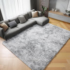 ONASAR 6x9 Area Rugs for Living Room, Large Tie-Dyed Light Grey Fluffy Shag Rug for Bedroom, Ultra Soft Plush Floor Big Indoor Carpet for Baby Kids Girls Boys Teen Dorm Nursery Home Decor