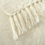Chenille Throw Blanket for Couch with Tassels,60"X80" Soft Cozy Lightweight Knitted Boho Decorative Blankets for Bed and Sofa,Cream