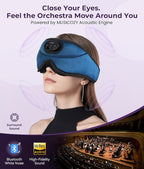 MUSICOZY 3D Bluetooth Sleep Mask with Headphones and Timer, Wireless Sleep Headphones for Side Sleepers, Eye Mask with Bluetooth Headphone, Unique Gifts for Men Women, Blue