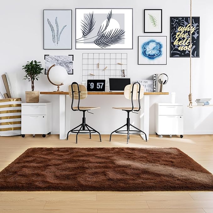 Noahas Large Fluffy Brown 5x8 Area Rugs for Living Room Bedroom,Thick Shag Throw Rug,Big Soft Shaggy Bedside Non-Slip Plush Dorm Nursery Kids Carpet