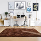 Noahas Fluffy Bedroom Rug,3x5 Feet Plush Fuzzy Brown Area Rugs for Living Room, Non Slip Thick Soft Shaggy Nursery Furry Floor Dorm Kids Carpet