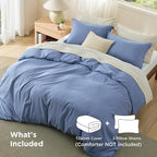 Bedsure Duvet Cover Full Size - Soft Double Brushed Bedding Set for Kids & Adults, Zipper Closure, 3 Pieces, Includes 1 Duvet Cover (80"x90") & 2 Pillow Shams, NO Comforter, Slate Blue