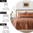 IR Imperial Rooms Twin Quilt Bedding Set Size (68” x 86”) + 1 Pillow Shams (20” x 26” + 2”) - 2 Pcs All Season Lightweight Reversible Microfiber Coverlet Floral Embossed Quilt Bedspread (Rust)