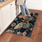 Butterfly Area Rug 2x3 ft Entry Rug Washable Boho Rugs Non Slip Low Pile Floral Door Mat Small Carpet for Bedroom, Bedside, Kids Room, Office, Dining Room