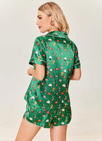 Ekouaer Womens Silk Satin Pajamas Set Short Sleeve Sleepwear Button Down Loungewear 2 Piece Pjs Shorts Set S-5X Plus Size