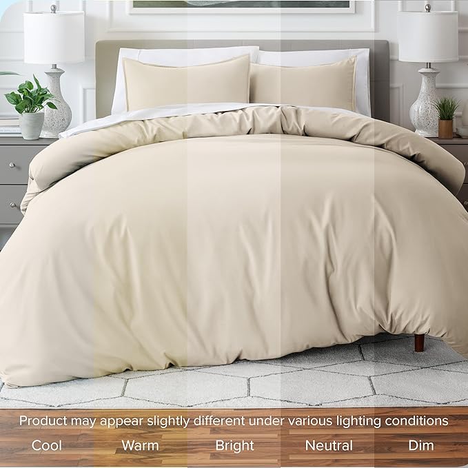 Bare Home Bedding Duvet Cover King Size - Premium 1800 Super Soft Collection - Lightweight, Cooling - Soft Breathable Bedding Duvet Cover (King, Sand)
