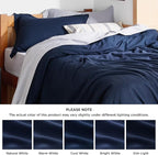 Bedsure Duvet Cover Twin/Twin XL Size - Soft Double Brushed Bedding Set for Kids & Adults, Zipper Closure, 2 Pieces, Includes 1 Duvet Cover (68"x90") & 1 Pillow Sham, NO Comforter, Navy Blue