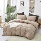 CLOTHKNOW Khaki Queen Comforter Set Cream Coffee Bedding Comforter Sets Soft Taupe Queen Comforter All Season Wheat Tan Comforter Sets Queen
