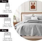 IR Imperial Rooms Twin Quilt Bedding Set Size (68” x 86”) + 1 Pillow Shams (20” x 26” + 2”) - 2 Pcs All Season Lightweight Reversible Microfiber Coverlet Embossed Quilt Bedspread (Silver)