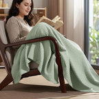PHF Ultra Soft Waffle Weave Throw Blanket 50"x 60"- Washed Lightweight Breathable Cozy Woven Blanket for Bed - Aesthetic Decor for Couch Bedding Sofa Home Car - Sage Green/Mint Green