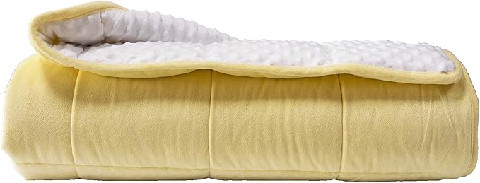 ALANSMA Reversible Weighted Blanket for All Season, Luxury Velvet, Warm and Cool, Adult 10Lb Yellow Weighted Blanket, Enjoy Sleeping Anywhere(Light Yellow,48"x72" 10lbs)