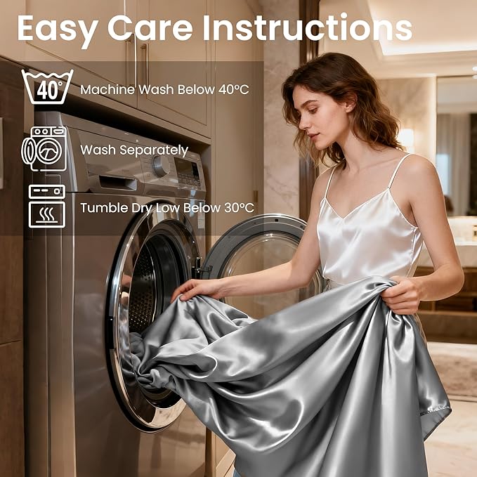 Love's cabin California King Satin Sheet Sets - 4 Piece Dark Grey Silky Sheets Bed Set with Deep Pocket, Luxury Silk Feel Satin Cal King Sheet Set (1 Flat Sheet,1 Fitted Sheet,2 Pillow Cases)
