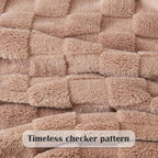 NEWCOSPLAY Super Soft Throw Blanket Taupe Premium Silky Flannel Fleece 3D Checkered Lightweight Bed Blanket All Season Use (Taupe Checkered, Throw(50"x70"))