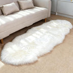Genuine Sheepskin Rug with Little Patches | Premium Ivory White Fluffy Sheep Skin Carpet for Bedroom Fireplace | Soft Wool Throw Blanket for Elder, Pet | Luxurious Fur Rug for Chair, Sofa, 2FT×6FT