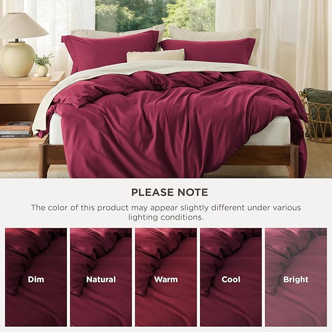 Bedsure Duvet Cover Full Size - Soft Double Brushed Bedding Set for Kids & Adults, Zipper Closure, 3 Pieces, Includes 1 Duvet Cover (80"x90") & 2 Pillow Shams, NO Comforter, Burgundy Red