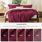 Bedsure Duvet Cover Queen Size - Soft Double Brushed Bedding Set for Kids & Adults, Zipper Closure, 3 Pieces, Includes 1 Duvet Cover (90"x90") & 2 Pillow Shams, NO Comforter, Burgundy Red