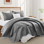 IR Imperial Rooms 8 Pack Quilt King Size Bedding (106" x 96") - Bulk Wholesale for Hotels, Guest Bedroom & Airbnbs - Lightweight Microfiber Reversible Embossed Quilts Bedspread (Grey)