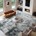 CRYPTOLITE Abstract Area Rug 9x12 Washable Rug with Non-Slip Backing Low Pile Area Rug Area Rugs for Living Room, Bedroom, Dining Room, Grey