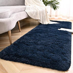 Navy Blue Runner Area Rugs for Bedroom Living Room, 2x6 Feet Fluffy Bedside Rugs, Soft Shaggy Carpet Rug for Kids Room Nursery, Furry Cute Rugs for Girls Boys Dorm Room Home Decor