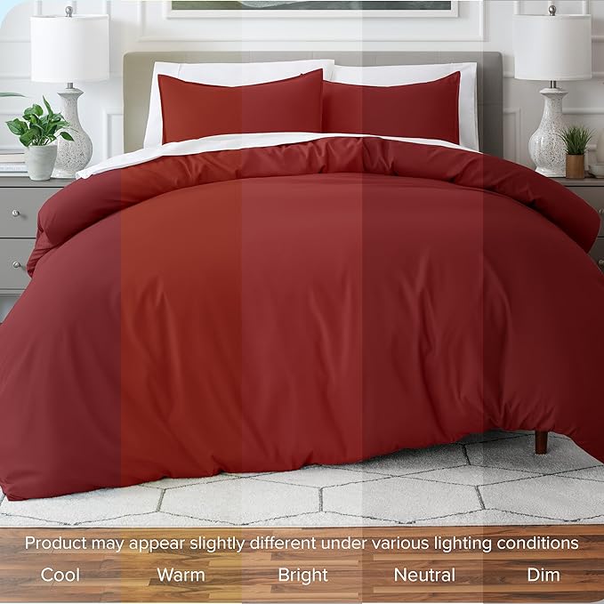 Bare Home Bedding Duvet Cover King Size - Premium 1800 Super Soft Collection - Lightweight, Cooling - Soft Breathable Bedding Duvet Cover (King, Rosewood)