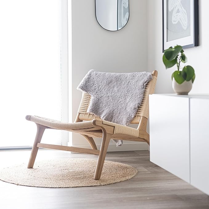 Nordic Sheep Real Sheepskin Rug Short Hair 2x3 ft | Bedside Rugs for bedrooms, Sofa, Chair or Dining Table | Each Sheepskin is Unique and Created by Nature | Small Fluffy Rug in Light Grey