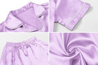 Umeyda Women & Girls Pajamas Set, Soft Satin Lightweight Silk Button-Down Top with Shorts 2 Piece PJS for Mom Boys Kids Gifts