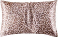 Satin Pillowcase for Hair and Skin, Soft and Cooling Similar to Silk Pillow Cases 2 Pack with Envelope Closure Standard Size Satin Pillow Covers, Gift for Women(20"x26", Leopard, Pink)