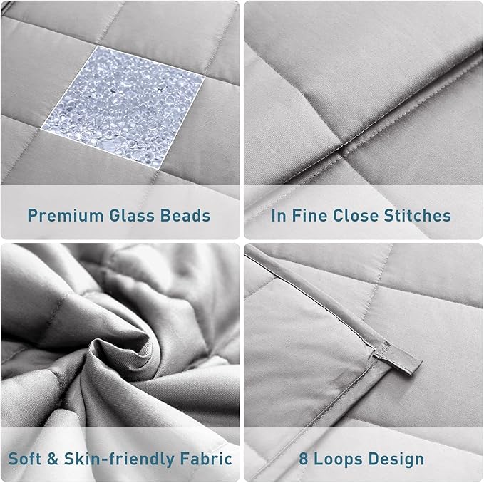 Weighted Idea Weighted Blanket for Adults (Light Grey,48"x72",12lbs) Cooling Breathable Heavy Blanket with Premium Glass Beads All-Season Soft Thick Comfort