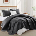 IR Imperial Rooms Queen Quilt Bedding Set Size (90" x 96") + 2 Pillow Shams (20" x 26"+ 2") - 3 Pcs All Season Lightweight Reversible Microfiber Coverlet Embossed Quilt Bedspread (Charcoal)