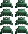 IR Imperial Rooms 8 Pack California King Quilt Bedding Set (118"x106") - Bulk Wholesale for Hotels, Guest Bedroom & Airbnbs - Microfiber Reversible Floral Embossed Quilts Bedspreads (Emerald)