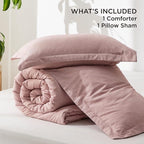 Bedsure Twin/Twin XL Comforter Set - Dusty Rose Soft Bedding for All Seasons, Cationic Dyed Bed Set, 2 Pieces, 1 Twin Size Comforter (68"x88") and 1 Pillow Sham (20"x26"+2")