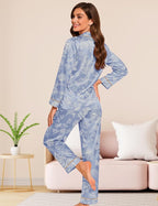 DOLOS Silk Satin Pajama Set for Women Short/Long Sleeve 2-Piece Silky Pajamas for Women Button Down Pjs Sleepwear Loungewear