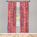 Lunarable Hamsa Window Curtains, Egyptian Boho Hand Shape Pattern Eye Design Bridal Night Inspired Art, Lightweight Decorative 2-Panel Set & Rod Pocket, Pair of - 28" x 63", Salmon Purple