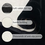 Faux Rabbit Fur Rug 4x6 Fluffy Black Rug for Bedroom Nursery Sofa Carpet for Living Room Fuzzy Washable Area Rug